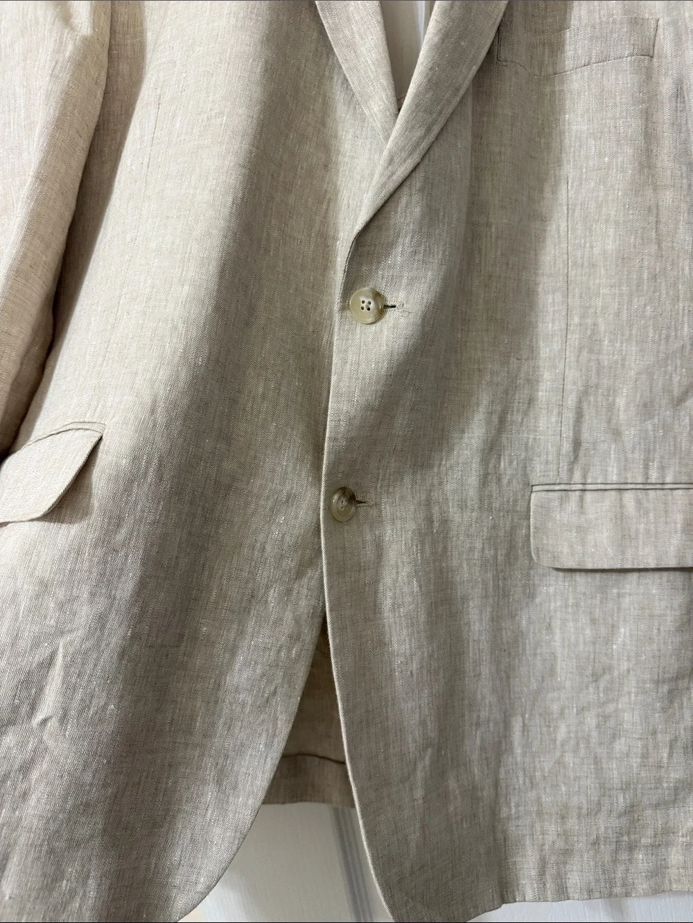 HASPEL Men's Linen Blazer in Natural Beige 46R